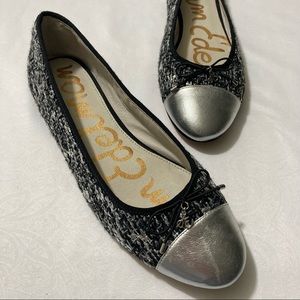 Sam Edelman Cap Toe Silver “Sara” Flats, Size 10